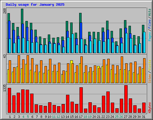 Daily usage for January 2025