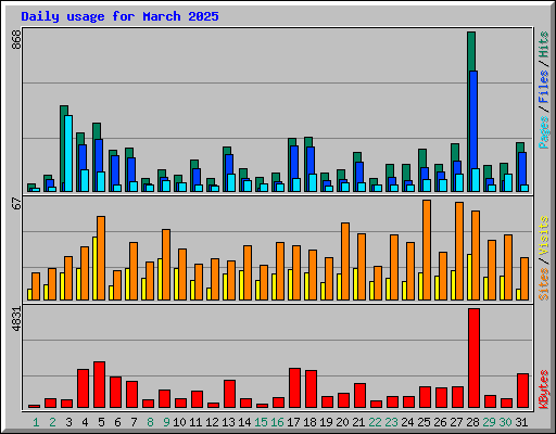 Daily usage for March 2025