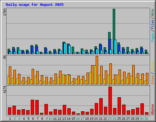 Daily usage for August 2025