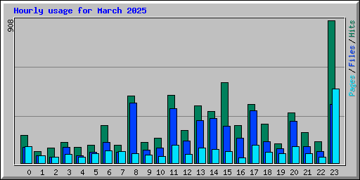 Hourly usage for March 2025