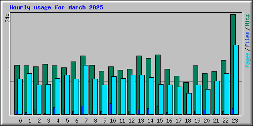 Hourly usage for March 2025