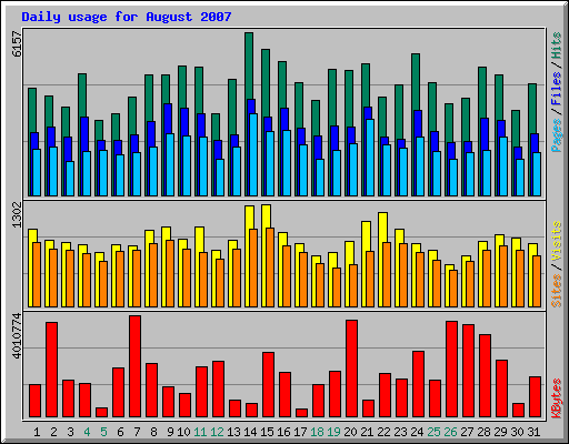 Daily usage for August 2007