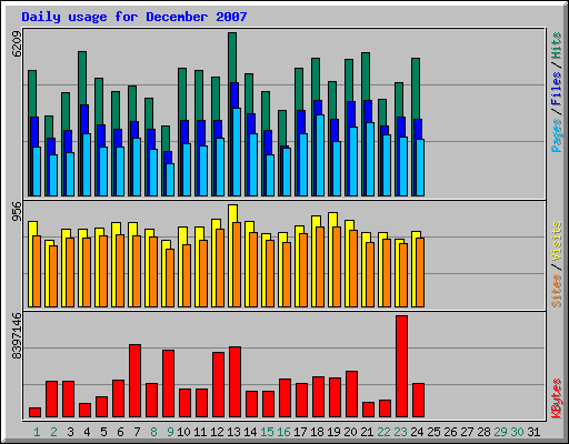 Daily usage for December 2007