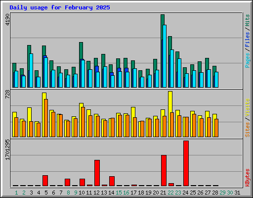 Daily usage for February 2025