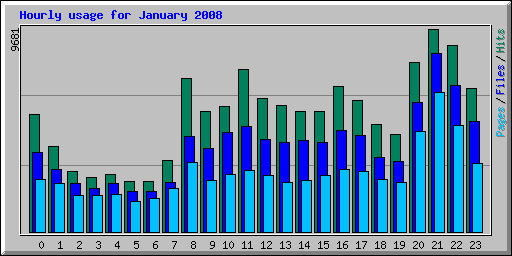 Hourly usage for January 2008