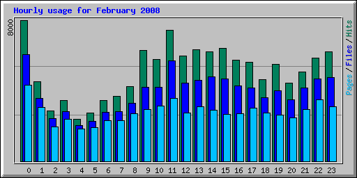 Hourly usage for February 2008
