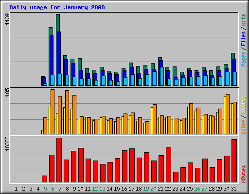 Daily usage for January 2008