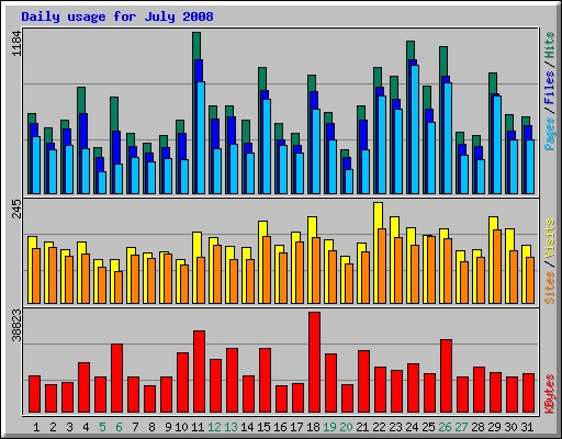 Daily usage for July 2008
