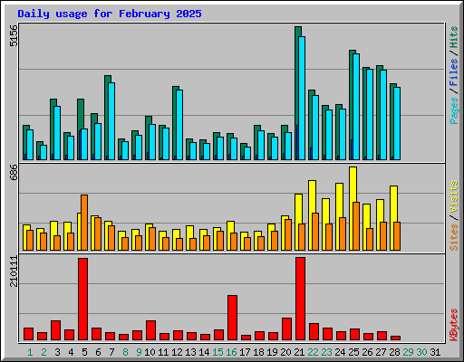 Daily usage for February 2025