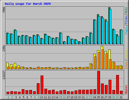 Daily usage for March 2025