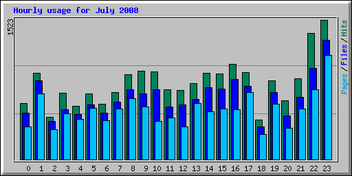 Hourly usage for July 2008