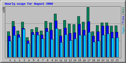 Hourly usage for August 2008