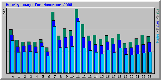 Hourly usage for November 2008