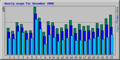 Hourly usage for December 2008