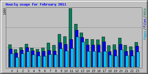 Hourly usage for February 2011