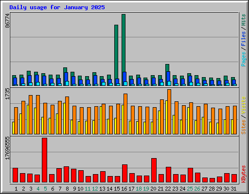 Daily usage for January 2025