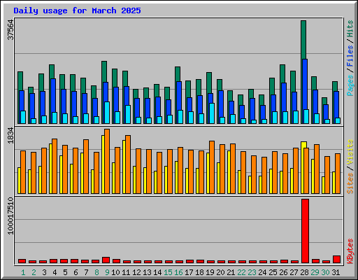 Daily usage for March 2025