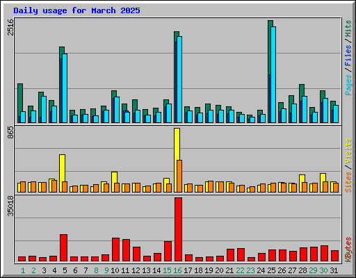 Daily usage for March 2025