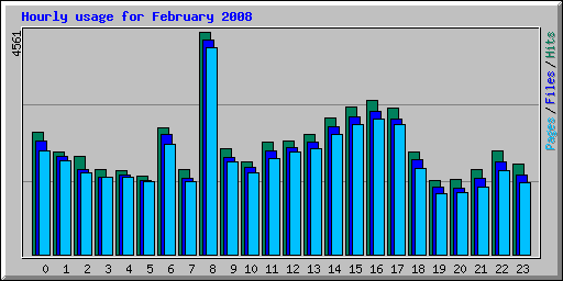 Hourly usage for February 2008