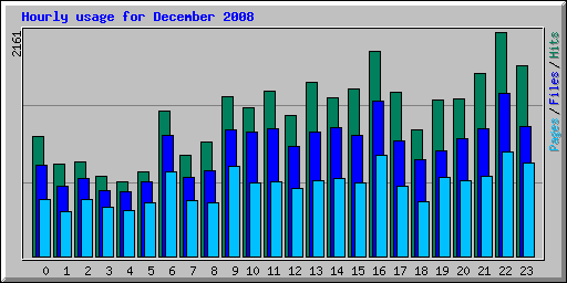 Hourly usage for December 2008