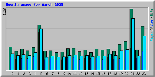 Hourly usage for March 2025