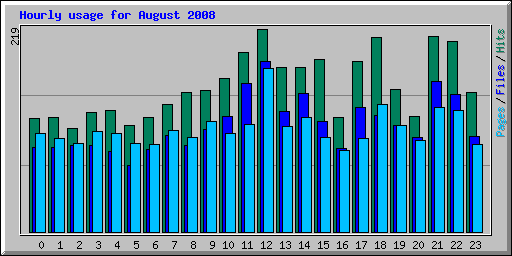 Hourly usage for August 2008