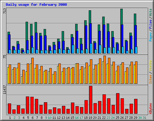 Daily usage for February 2008