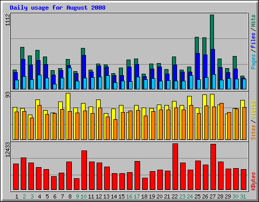 Daily usage for August 2008