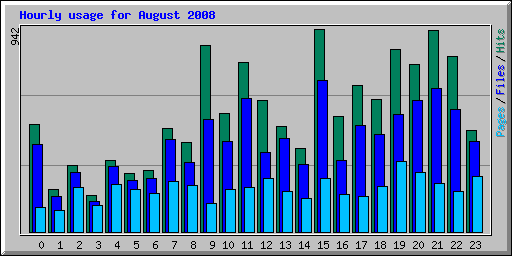 Hourly usage for August 2008