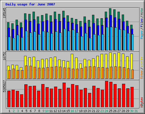 Daily usage for June 2007