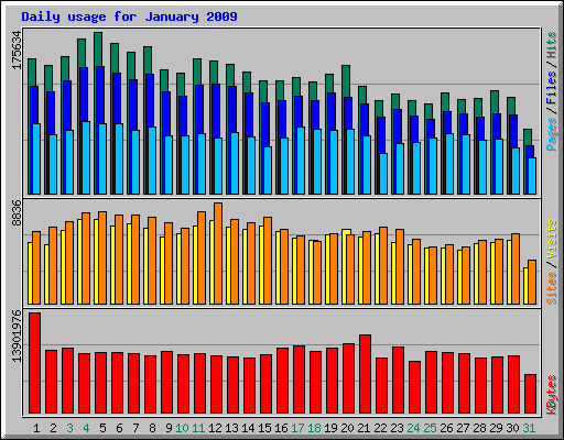 Daily usage for January 2009