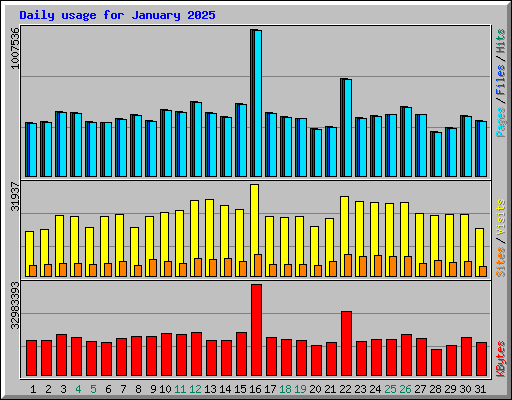 Daily usage for January 2025
