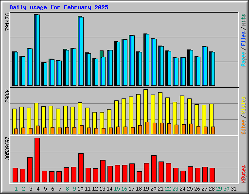 Daily usage for February 2025