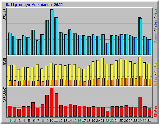 Daily usage for March 2025