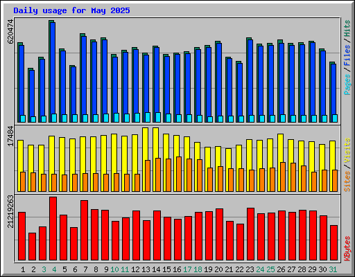 Daily usage for May 2025