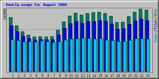 Hourly usage for August 2008