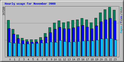Hourly usage for November 2008