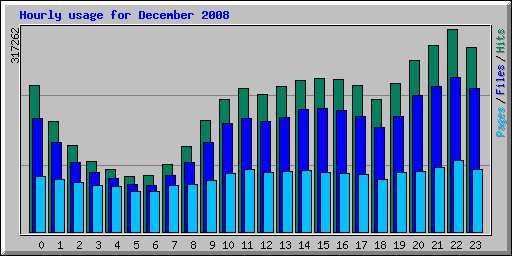 Hourly usage for December 2008