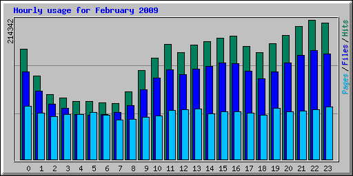 Hourly usage for February 2009
