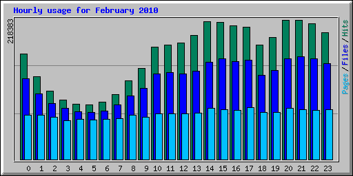 Hourly usage for February 2010