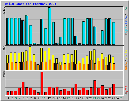 Daily usage for February 2024