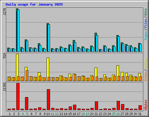 Daily usage for January 2025