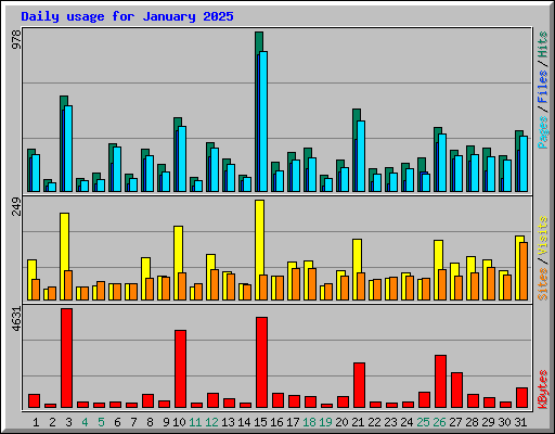 Daily usage for January 2025