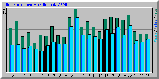 Hourly usage for August 2025