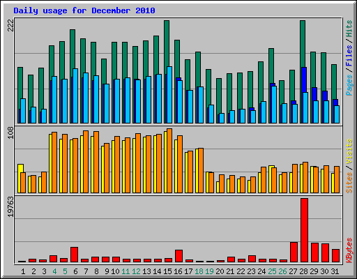 Daily usage for December 2010
