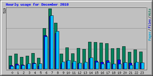 Hourly usage for December 2010