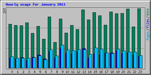 Hourly usage for January 2011