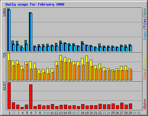 Daily usage for February 2008