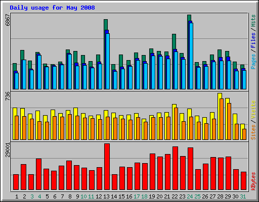 Daily usage for May 2008