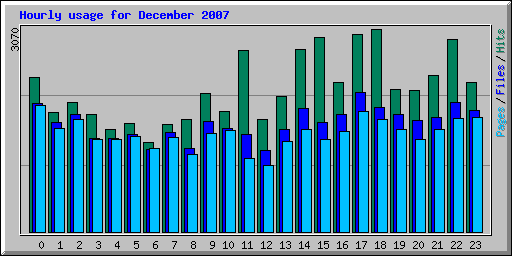 Hourly usage for December 2007